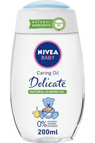 NIVEA Baby Oil Delicate Caring, Natural Almond Oil, 200ml