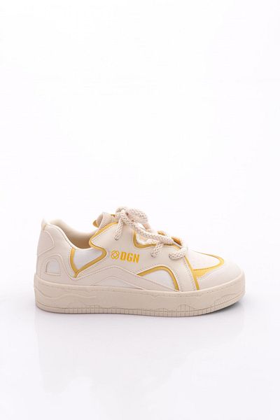 DGN Women's Thick Sole Daily Lace-Up Sports Shoes Sneaker Mustard