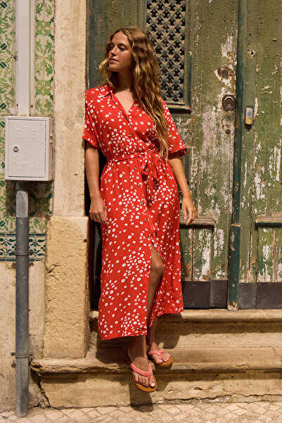 Roxy Midi ruha nőknek - ráncos viszkóz szövet, 130g/m2 hosszú