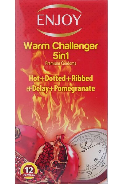 Enjoy premium condom - warm challenger 5in1, 12 pieces
