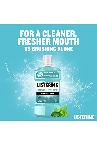Listerine غسول الفم اليومي بنكهة النعناع المنعش، طعم أكثر اعتدالًا، نكهة النعناع، 250 مل