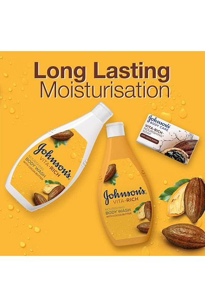 Johnson & Johnson غسول الجسم جونسون - فيتا ريتش، زبدة الكاكاو المغذية، 250 مل