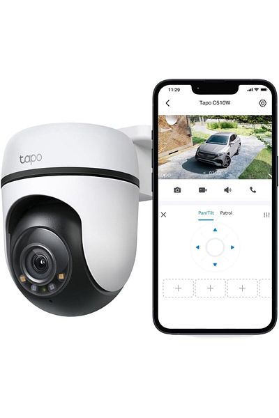 tapo TP-Link 2K Outdoor Pan/Tilt Security Wi-Fi Camera, IP65 Weatherproof,Motion Detection, 360° Vis