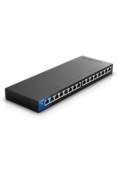 Linksys LGS116P: مفتاح شبكة غير مدارة Gigabit PoE+ لسطح المكتب للأعمال مكون من 16 منفذًا، Ethernet Plus، سلكي