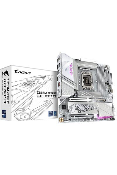 Gigabyte اللوحة الأم Z890M AORUS ELITE WIFI7 ICE - تدعم وحدات المعالجة المركزية Intel Core Ultra (السلسلة 2)، 12+1+2