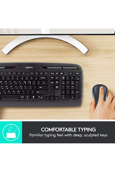 logitech MK330 Wireless Keyboard and Mouse Combo for Windows, 2.4 GHz Wireless with USB-Receiver, Po