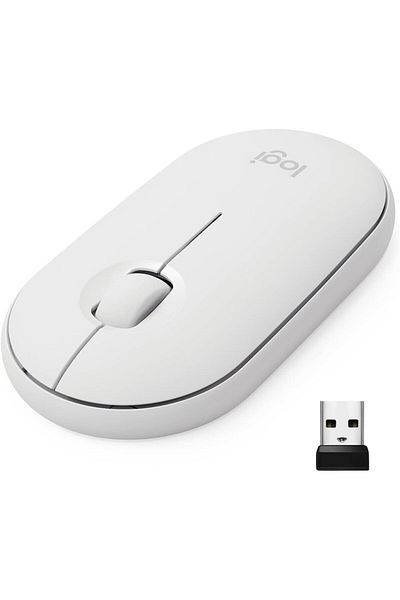 logitech Pebble Wireless Mouse with Bluetooth or 2.4 GHz Receiver, Silent, Slim Computer Mouse with
