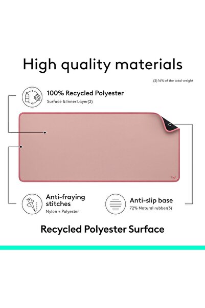 logitech سجادة مكتب - سلسلة ستوديو، سجادة مكتب كبيرة متعددة الوظائف، سجادة ماوس ممتدة، سجادة مكتب