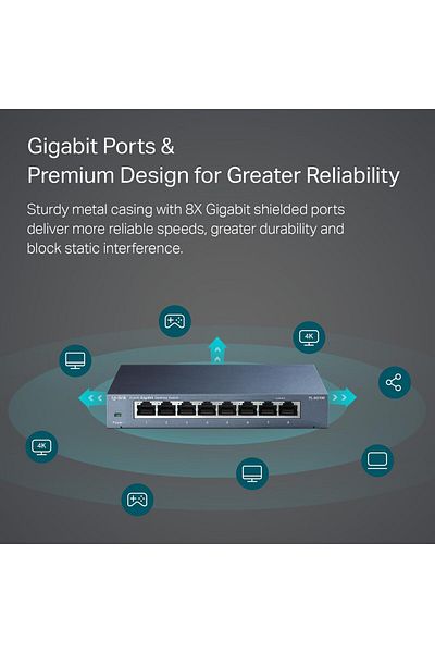 TP-LINK TL-SG108 | 8 Port Gigabit Unmanaged Ethernet Network Switch, Ethernet Splitter | Plug & Play