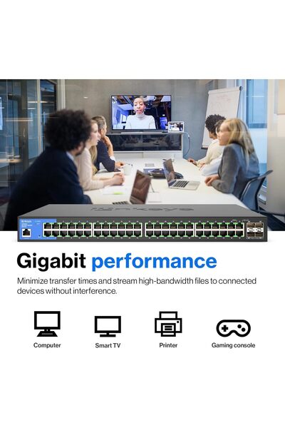 Linksys LGS352C 48 Port Gigabit Managed Network Switch with 4 x 10G Uplink SFP+ Slots - Advanced Sec