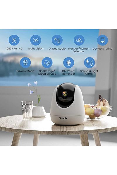Tenda WiFi Security Camera Indoor,1080P Pet Dog Camera Baby Monitor,360° Pan/Tilt Home Security Came
