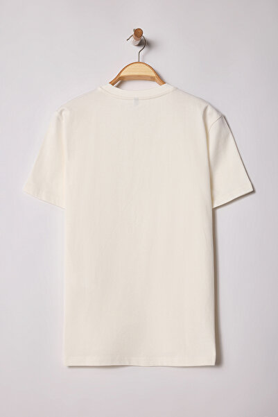 Trendyol Collection Spicy Ecru Embroidery T-Shirt - 100% Cotton, Regular Fit Tmnss25Ts00103