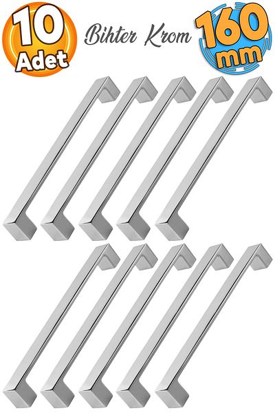 Badem10 Bihter Chrome 160 Mm - 16,0 Cm Mobilier Metal Sertar Bucătărie Dulap Dulap Mâner Mâner 10 Bucăți