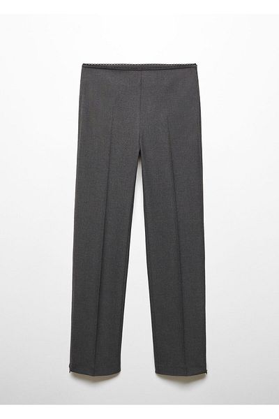 MANGO Light Gray Women's Trousers 67093695