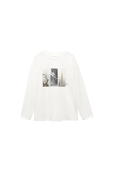 MANGO Woman Tricou pentru băiat Kirik White 67060649 -02