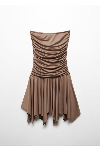 MANGO Woman Γυναικείο φόρεμα TAUPE 67067911