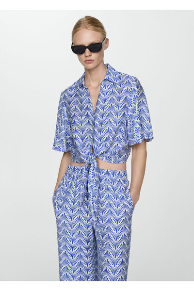 MANGO Woman Mavi Kadın  Pantolon 67048641