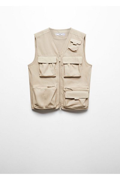 MANGO Woman Dark Camel Women's Vest 67097909