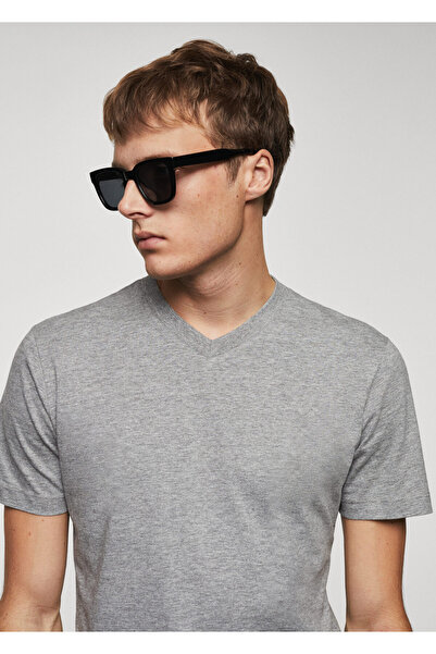 MANGO Woman Metal Grisi Erkek  T-Shirt 67990643