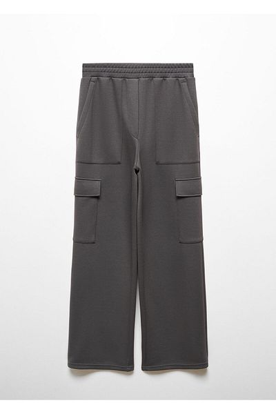 MANGO Charcoal Women's Trousers 67054789