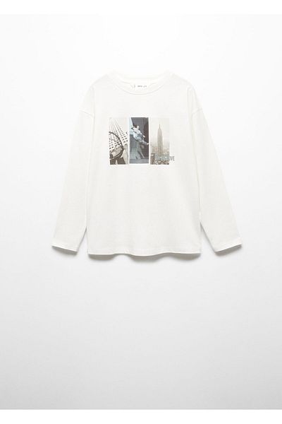 MANGO Woman Tricou pentru băiat Kirik White 67060649 -02