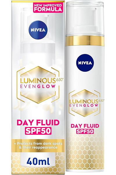 NIVEA LUMINOUS 630 EVEN GLOW Anti Dark Spot Face Fluid SPF 50, UVA & UVB Sun Protection, Spotless Ev