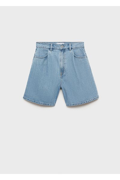 MANGO Woman Pantaloni scurți și bermude de culoare denim mediu pentru femei 77150253