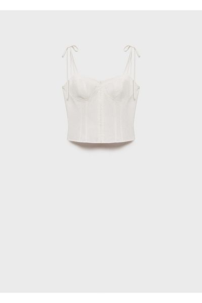 MANGO Woman Γυναικείο μπουστάκι Kirik White 77030643