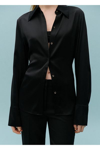 MANGO Cămașă neagră de damă 67038653