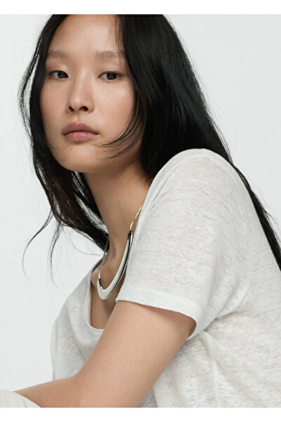 MANGO Woman Λευκό γυναικείο T-Shirt 77120583