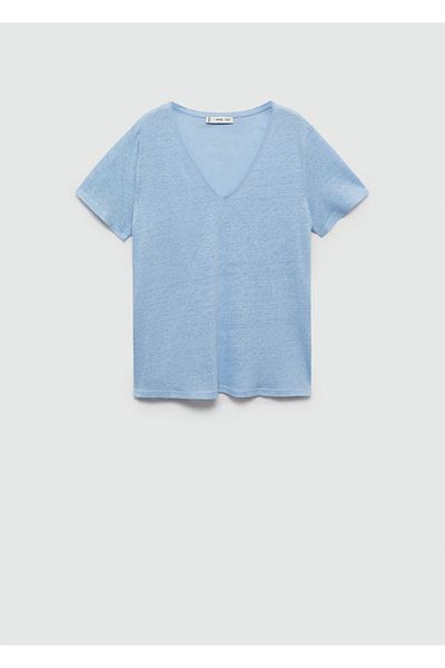 MANGO Woman Women's Sky Blue T-Shirt 77120583