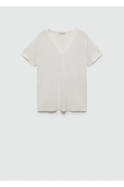 MANGO Woman Tricou alb pentru femei 77120583