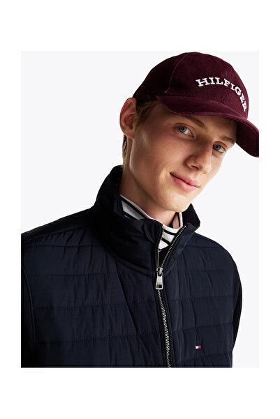 Tommy Hilfiger Férfi cipzáras állógallér steppelt zseb részletes sötétkék pulóver MW0MW37461-DW5