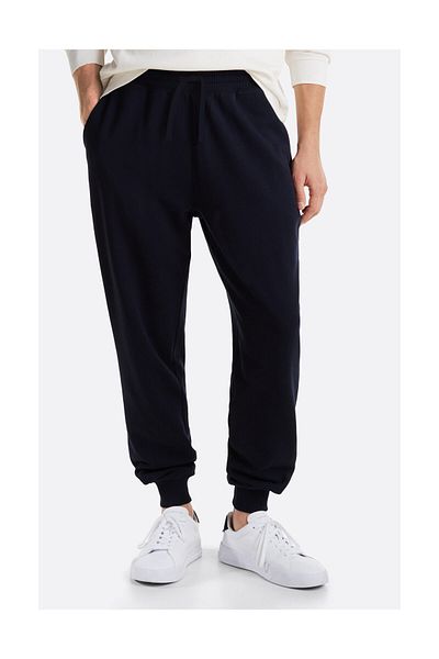 Tommy Hilfiger Férfi pamut kötél megkötött elasztikus szárú sötétkék melegítőnadrág MW0MW37236-DW5