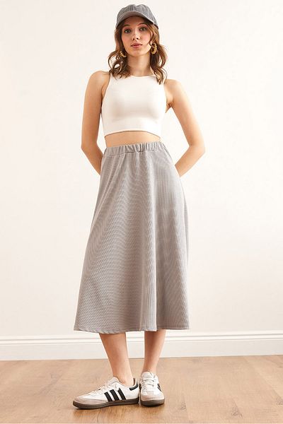 Olalook Grauer, drapierter Twist-Rock mit elastischer Taille für Damen ETK- 19000258