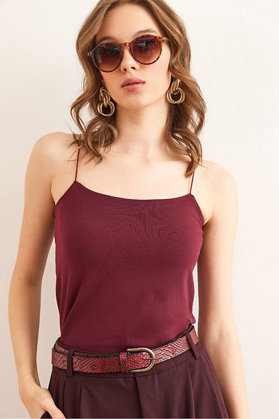 Olalook Burgunderroter Lycra-Body mit Seilriemen für Damen BDY- 00000042