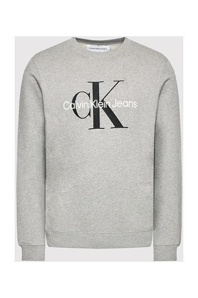 Calvin Klein J30j320933-p2d Pánská mikina Core Monogram Crew Neck Regular Fit Obyčejná šedá