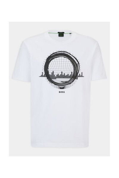 BOSS Λευκό κοντομάνικο μπλουζάκι Regular Fit - Crew Neck 50506372 -100