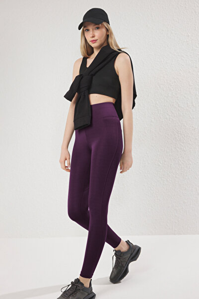 Trendyol Collection Pletené sportovní legíny Plum Push-Up po celé délce TWOAW21TA0030