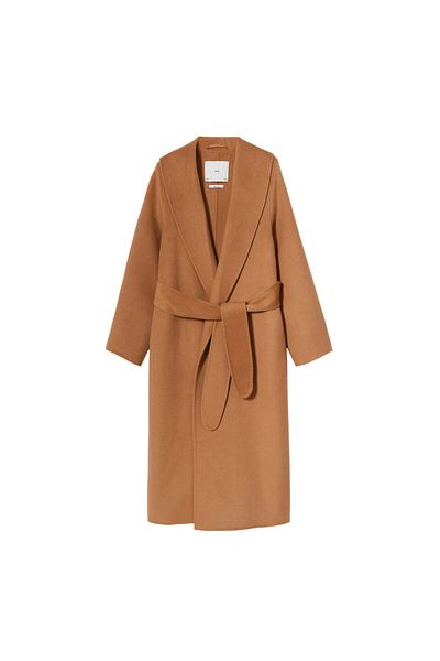 MANGO Women's Dark Camel Coat 37905542