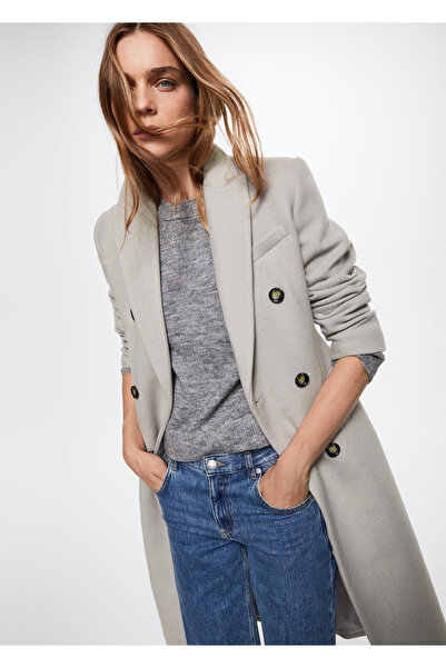 MANGO Kadın Buz Rengi Kaban 37775906