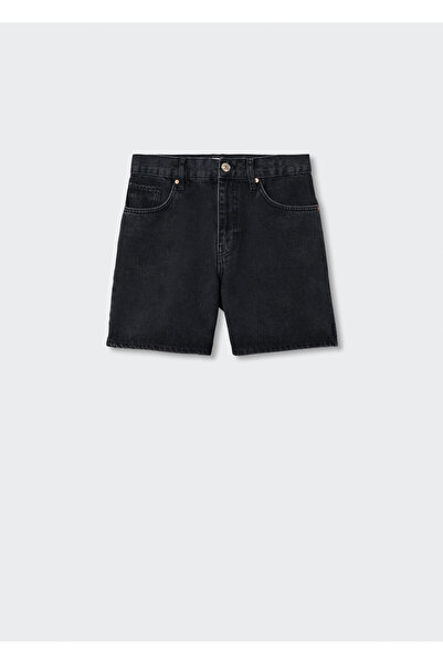 MANGO Kadın Siyah Denim Şort & Bermuda 37100324
