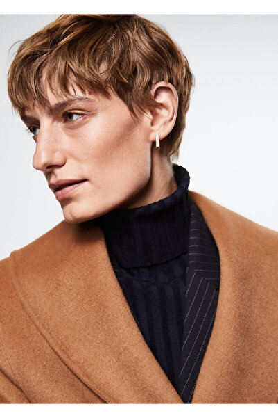 MANGO Woman Dámský tmavý velbloudí kabát 37905542