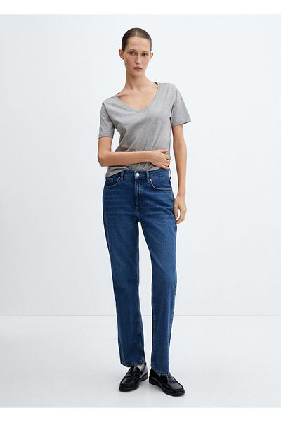 MANGO Damen-T-Shirt in Metallgrau 67910466