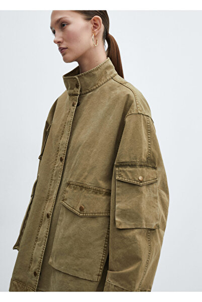 MANGO Woman KHAKI Kadın  Kaban 67066316