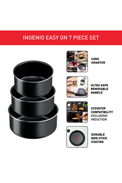 TEFAL Ingenio Unlimited On | 7-Piece Cookware Set | Stackable | Removable Handle | Induction
