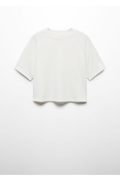 MANGO Woman Bílé dámské tričko 67007931