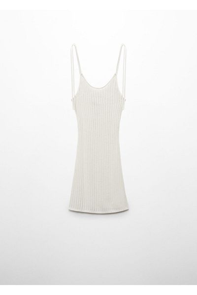 MANGO Woman Λευκό Γυναικείο Φόρεμα 67059604