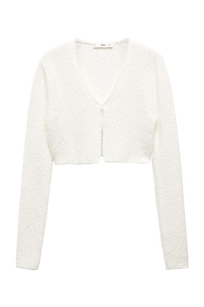 MANGO Woman Gestrickte kurze Strickjacke
