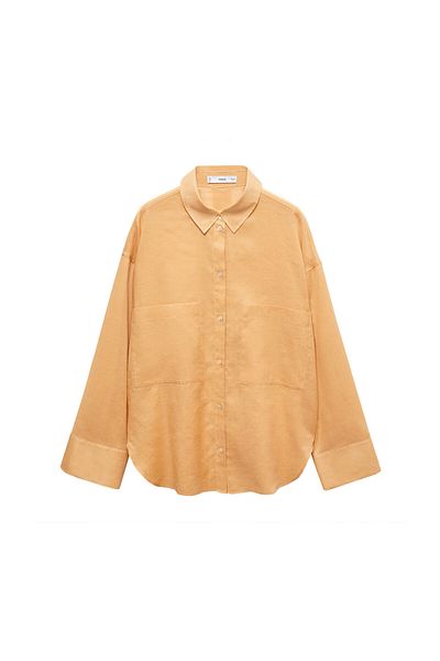 MANGO Woman Ramie-Hemd mit Taschen